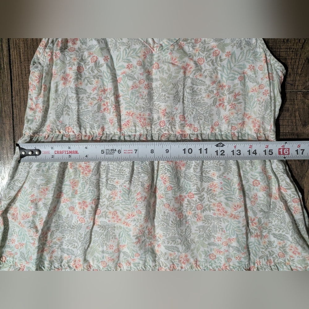 Joie Women's 100% Linen Tiered Summer Dress Size XS Soft Peach & Green On Cream - Picture 8 of 14